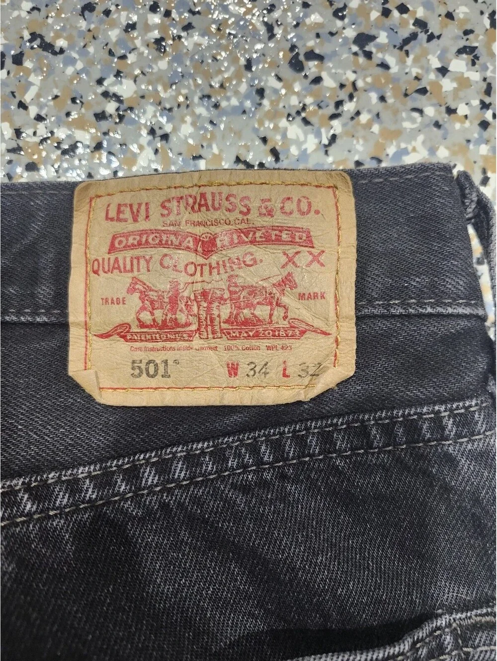 LEVI STRAUSS 501 Levis Red Tab Riveted Button Fly GRAY Jeans Tag Size W34 X L32
